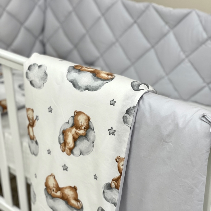 Set lenjerie Patut BebeCopii 6 piese Teddy gri (4)